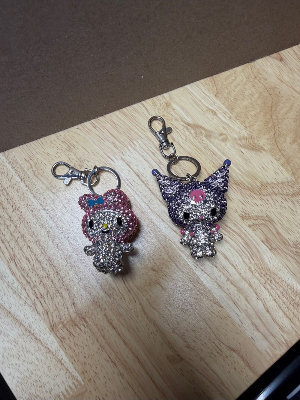 Sparkling Pink and Purple Sanrio-Inspired Keychains